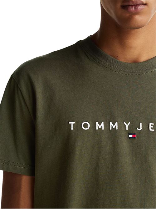 T-shirt verde militare in cotone Tommy Jeans | DM0DM20744M12